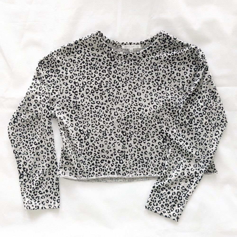 Antistar Leopard Print Long-sleeve Cropped Top (XS)
